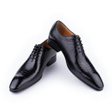 Caimano - Men's Cognac Embossed Leather Oxford Dress Shoes - Ashour Shoes