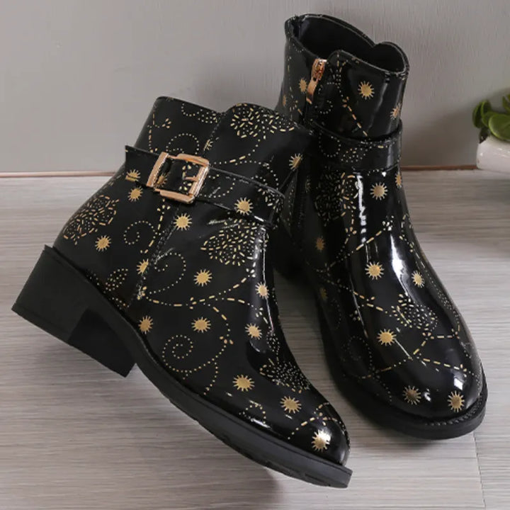 Rivet - Floral Pattern booties for women with a clasp