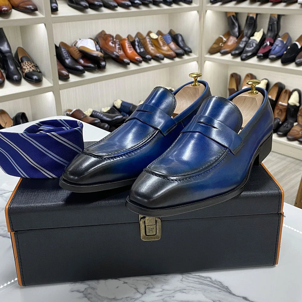 Romi2 - Stylish Leather penny loafers for men. Big sizes (US 15) - Ashour Shoes