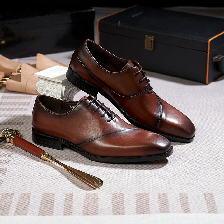 Finalità - Luxury Leather Oxford Dress shoes for men (Unique Cap front) - Ashour Shoes