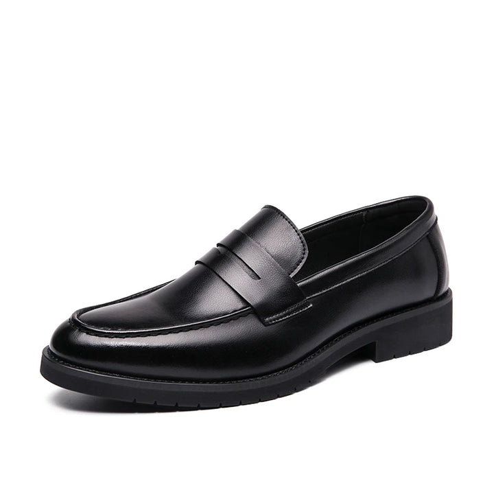 Loreno – Men’s Genuine Leather Penny Loafers – Classic Slip On