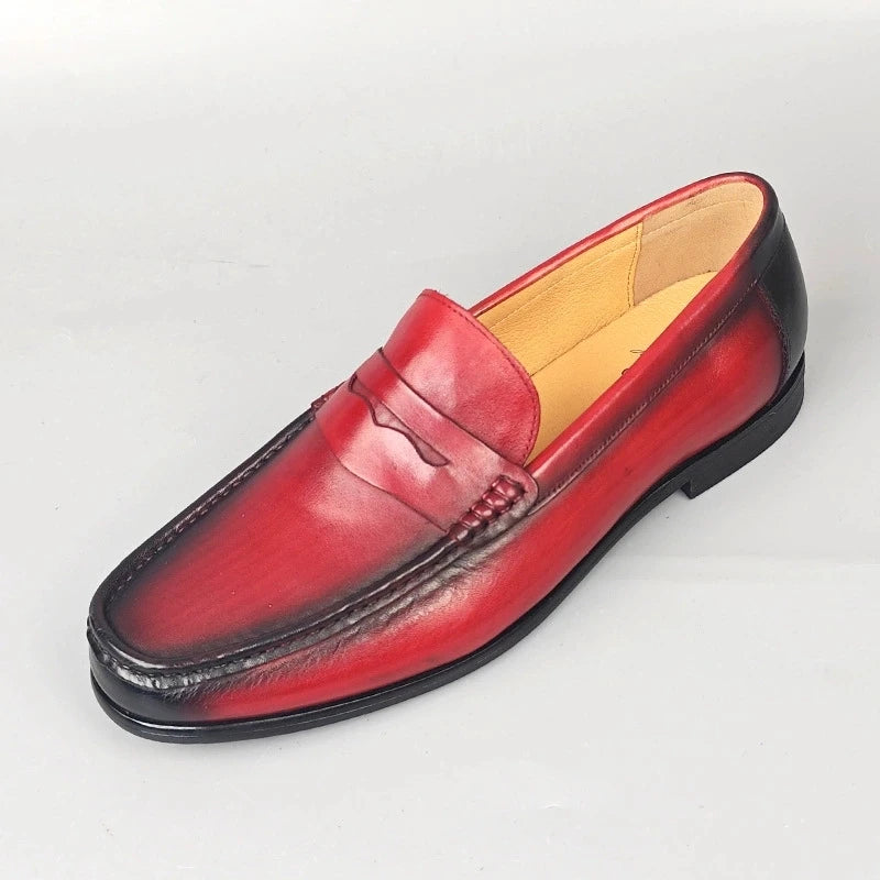 Classico - Men's Elegant Burnished Leather Penny Loafers - Ashour Shoes