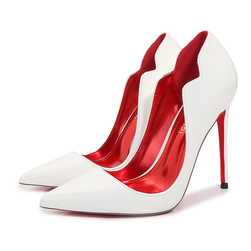 POX Luxx - Elegant red bottom/inner stiletto heels for women (12cm) - Ashour Shoes