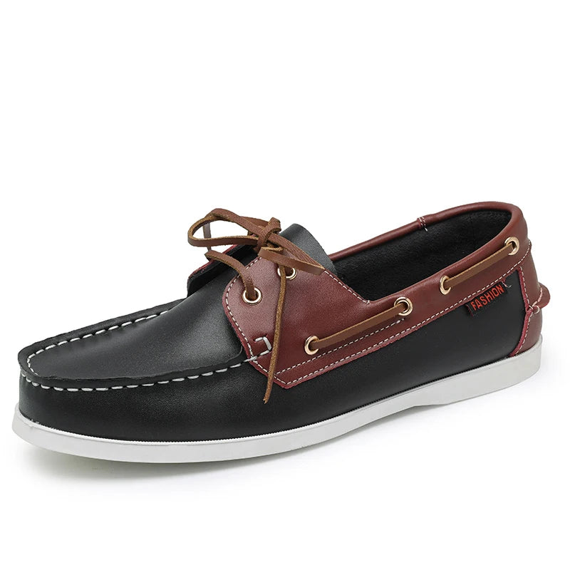 Vela - Men's Multi-Color Patchwork Leather Boat Loafers - Ashour Shoes