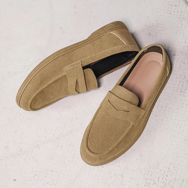 Comodo - Men's Casual Suede-Texture Slip-On Loafers - Ashour Shoes