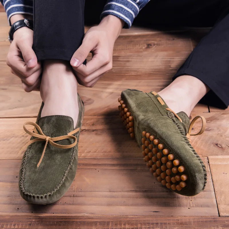 Navero – Men’s Suede Leather Boat Shoes – Driving Loafers - Ashour Shoes