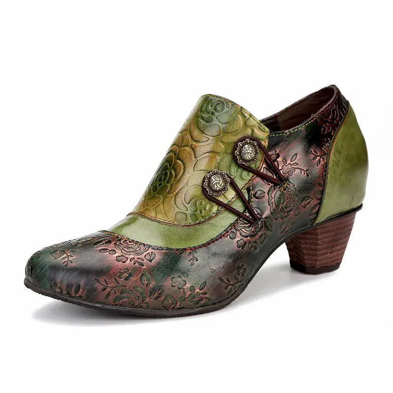 Girsby2 - colorful Retro leather booties for women - Ashour Shoes