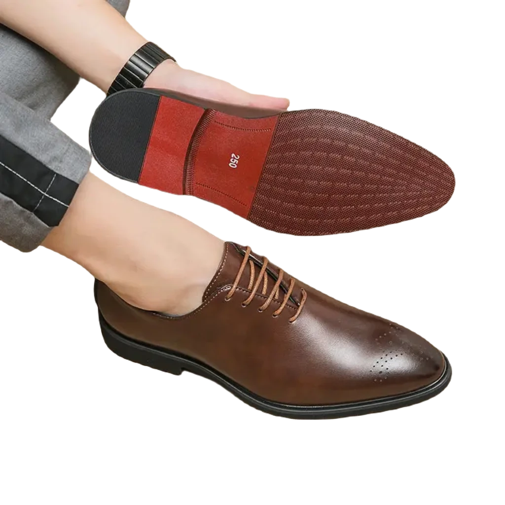 Il Rosso Nuov - Whole cut Red bottom sole oxford dress shoes for men with brogueing - Ashour Shoes