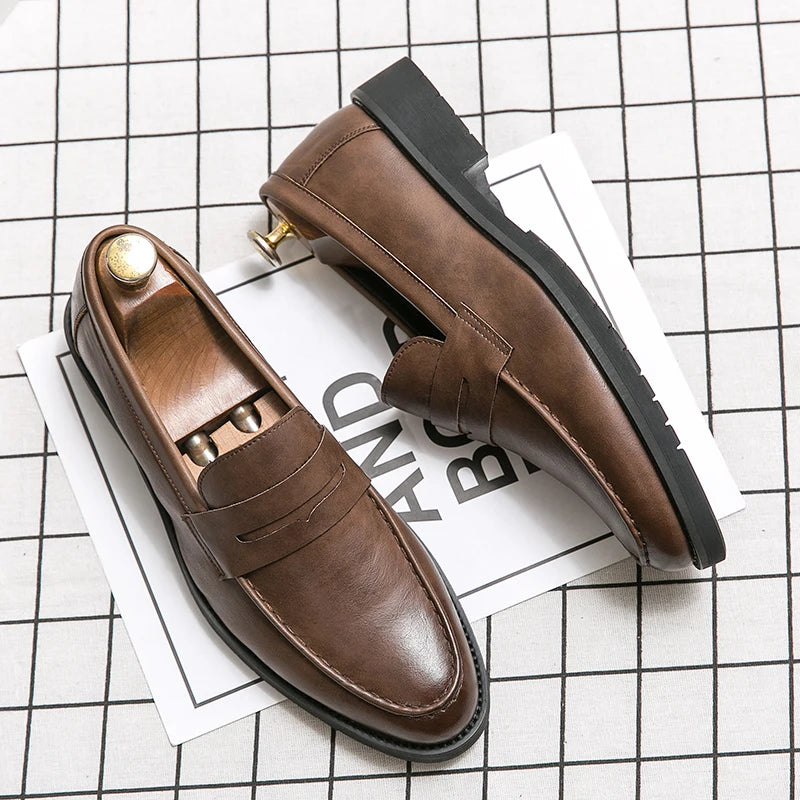 Loreno – Men’s Genuine Leather Penny Loafers – Classic Slip On - Ashour Shoes