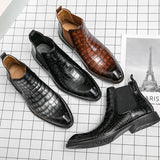 Calviro – Men’s Crocodile-Embossed Chelsea Boots – vegan Leather Ankle Boots - Ashour Shoes