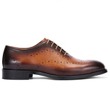 Maestro - Men's Elegant Burnished Leather Brogue Oxford Dress Shoes - Ashour Shoes