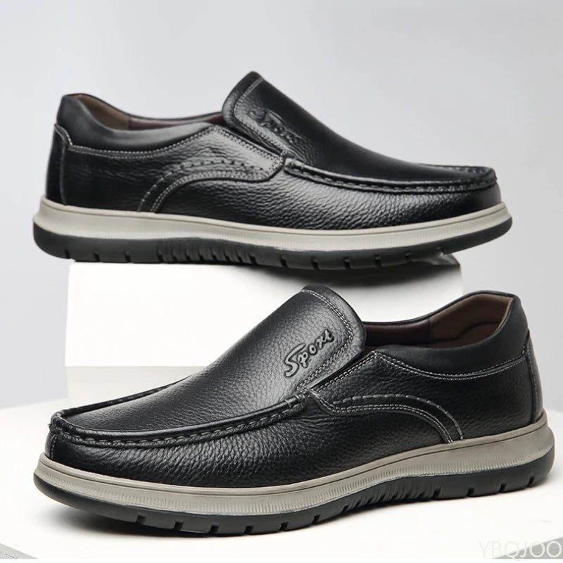 Sportivo - Men's Casual Blue Genuine Leather Moc Toe Loafers - Ashour Shoes