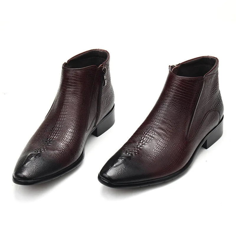 il corso boots - Leather dress boots for men with a zipper - Ashour Shoes