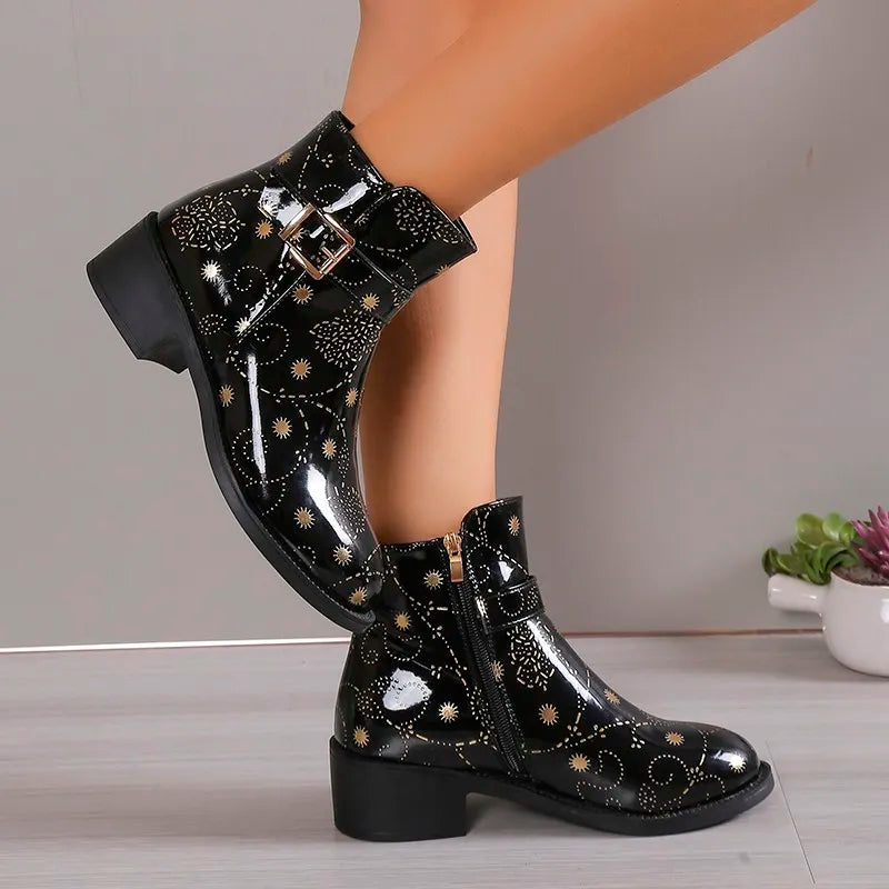 Rivet - Floral Pattern booties for women with a clasp