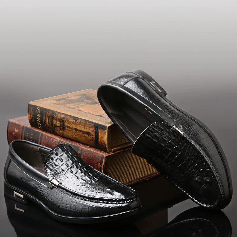 Marino – Men’s Alligator-Embossed Leather Loafers Boat & Driving Shoes - Ashour Shoes