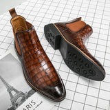 Calviro – Men’s Crocodile-Embossed Chelsea Boots – vegan Leather Ankle Boots - Ashour Shoes