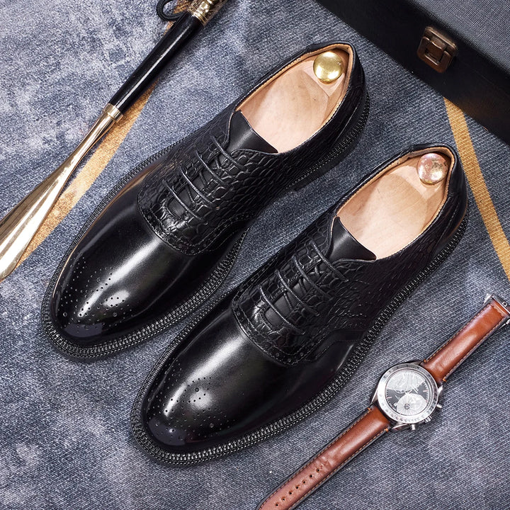 Aurelio – Men’s red bottoms sole shoes - Dual-Leather Oxford Shoes