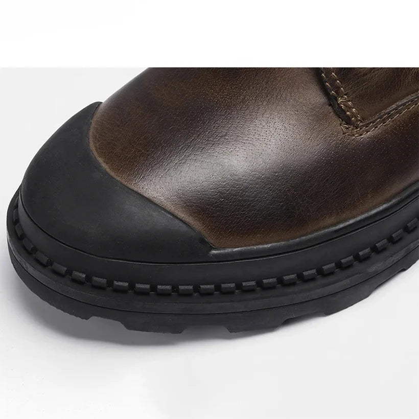 Ravello – Men’s Genuine Leather Winter Boots – zipped Lace-Up Ankle Boots - Ashour Shoes