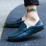 Comodo - Men's Dark Blue Leather Driving Loafers - Ashour Shoes
