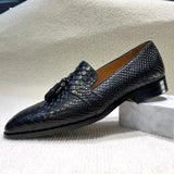 Virello2 – Men’s leather Snake/Python Print Slip-On loafers shoes - Ashour Shoes
