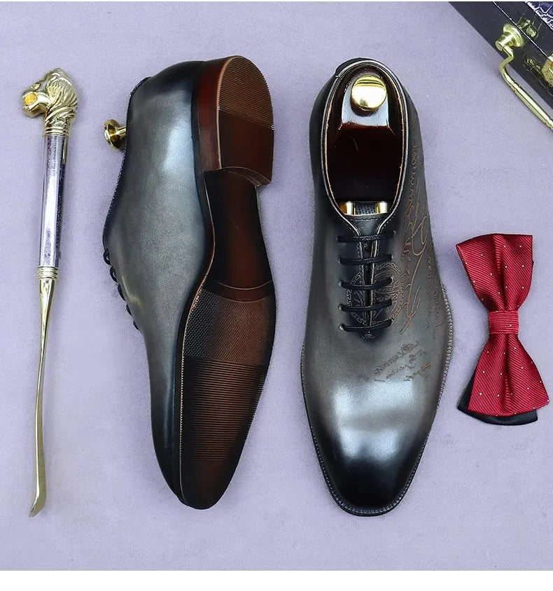 Raffinato - Men's Handcrafted Burnished Leather Oxford Dress Shoes - Ashour Shoes