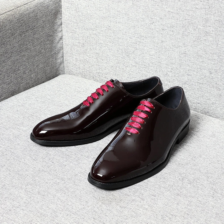 Rosso S - Glossy Red bottom burgundy leather oxford dress shoes