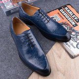 Distinto - Men's Luxury Black Ostrich Print Leather Oxford Dress Shoes - Ashour Shoes