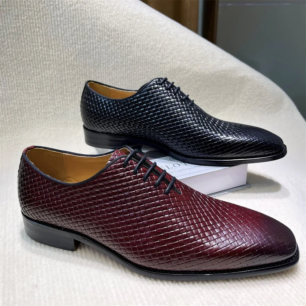 Intreccio - Men's Elegant Woven Leather Oxford Dress Shoes - Ashour Shoes