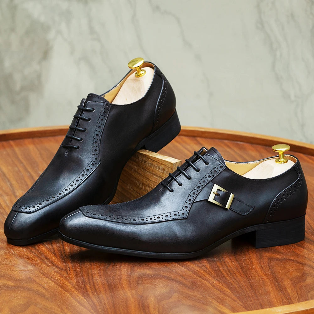 La Fibbia - Men's Luxury single buckle leather oxford dress shoes