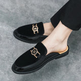 Stilare - Men's Elegant Suede & Patent Leather Loafer Mules - Ashour Shoes
