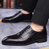 Distinto - Men's Crocodile Embossed Leather Oxford Dress Shoes - Ashour Shoes