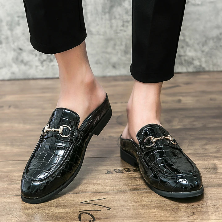 The Tamer 2 -  Leather Men’s Mules/ backless loafers with an alligator print