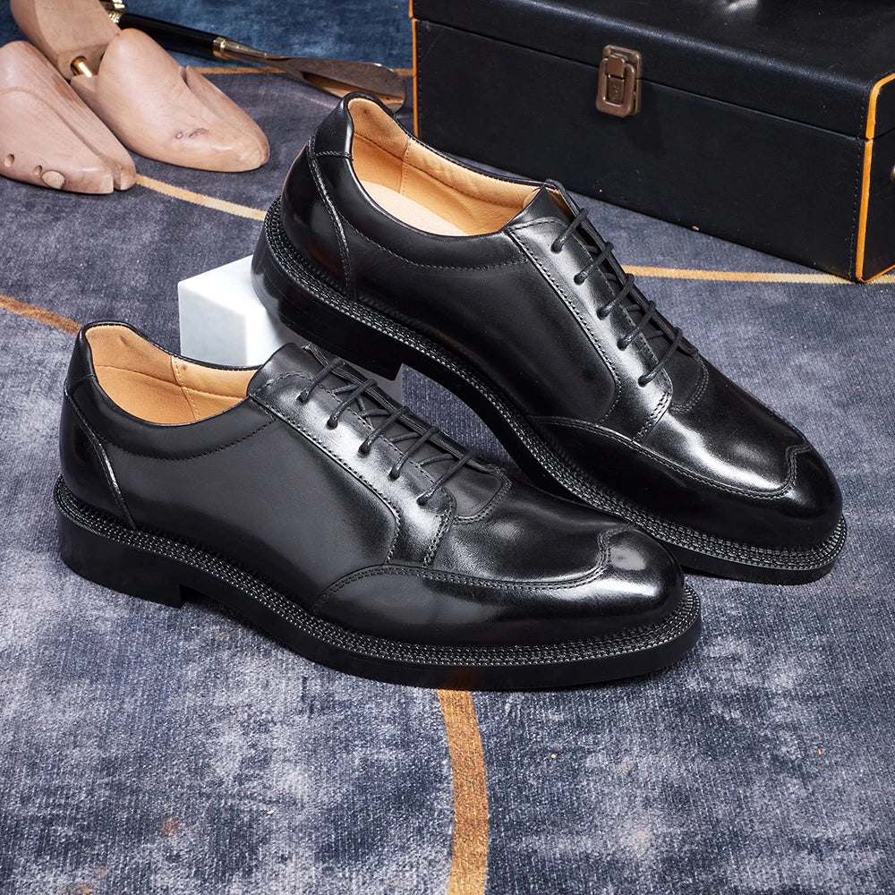 Maestro - Men's Elegant Burnished Leather Derby Dress Shoes - Ashour Shoes
