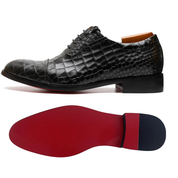 Rossi Luxx2 - Red bottom sole Crocodile Pattern Leather Oxford Shoes - Ashour Shoes