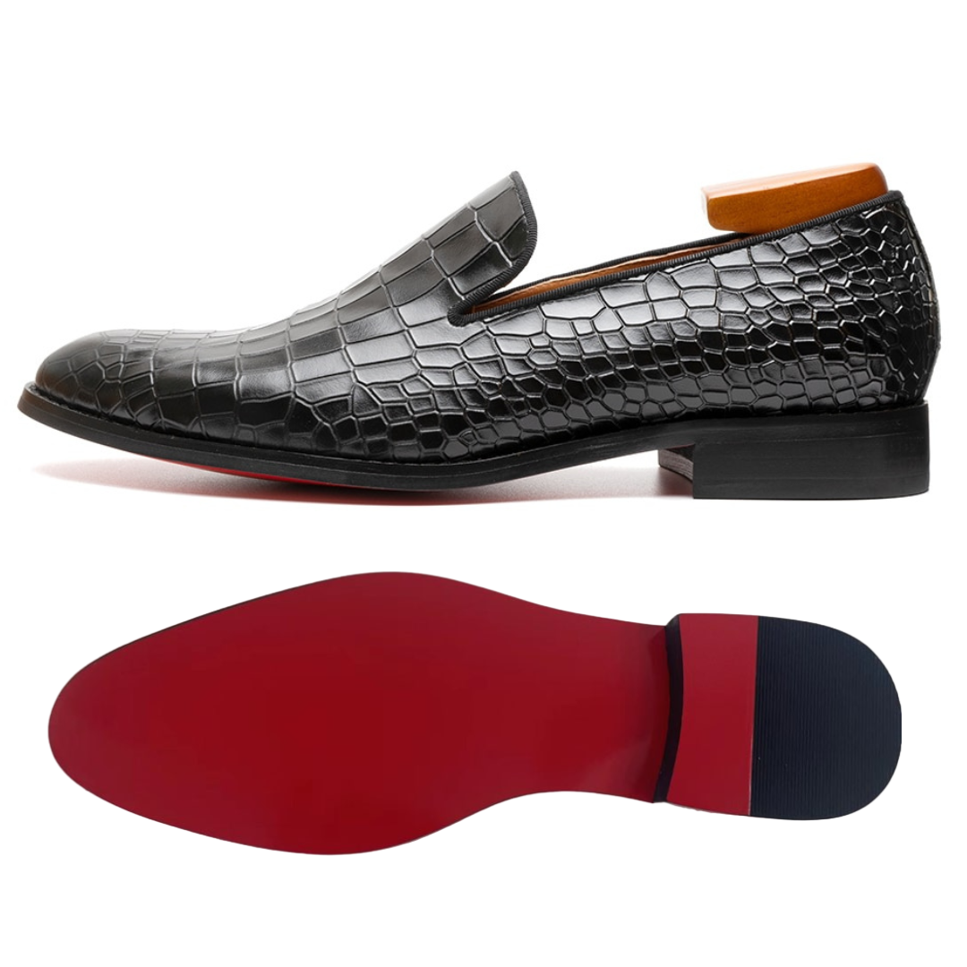 Rossi Luxx3 - Red bottom Crocodile Pattern Leather Loafers - Ashour Shoes