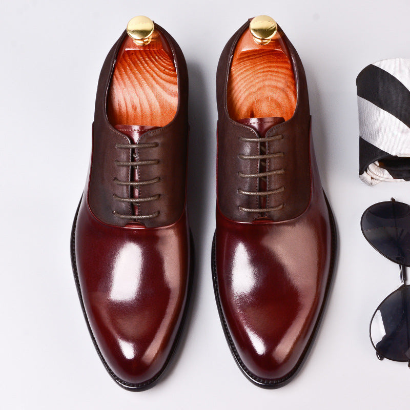 Barolo - Men's Burgundy Burnished Leather Oxford Dress Shoes