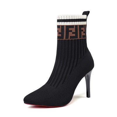 POX 2 - Red bottom stiletto high heel Sock Boots for women