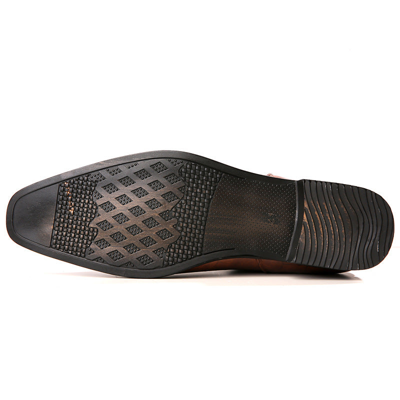 Rettile - Men's Crocodile Embossed Pointed Chelsea Boots - view 10 — view 10 of 12