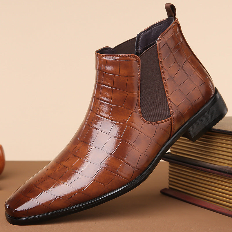 Rettile - Men's Crocodile Embossed Pointed Chelsea Boots - view 12 — view 12 of 12