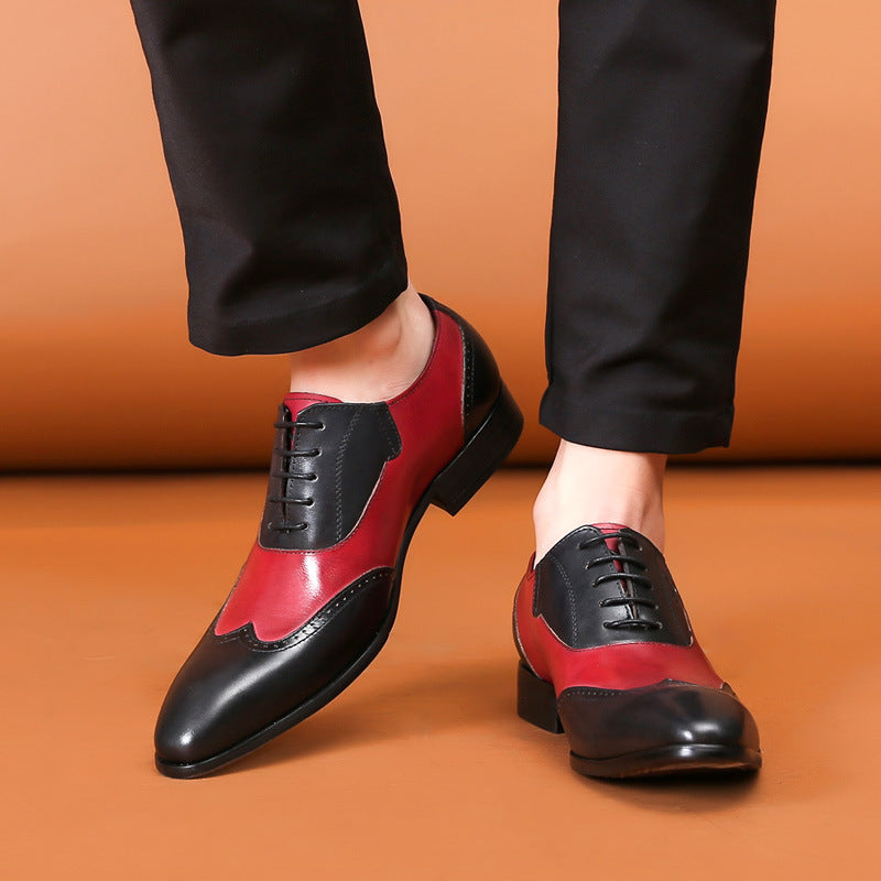 Fiamma - Men's Red & Black Two-Tone Leather Wingtip Oxford Dress Shoes - view 2 — view 2 of 9