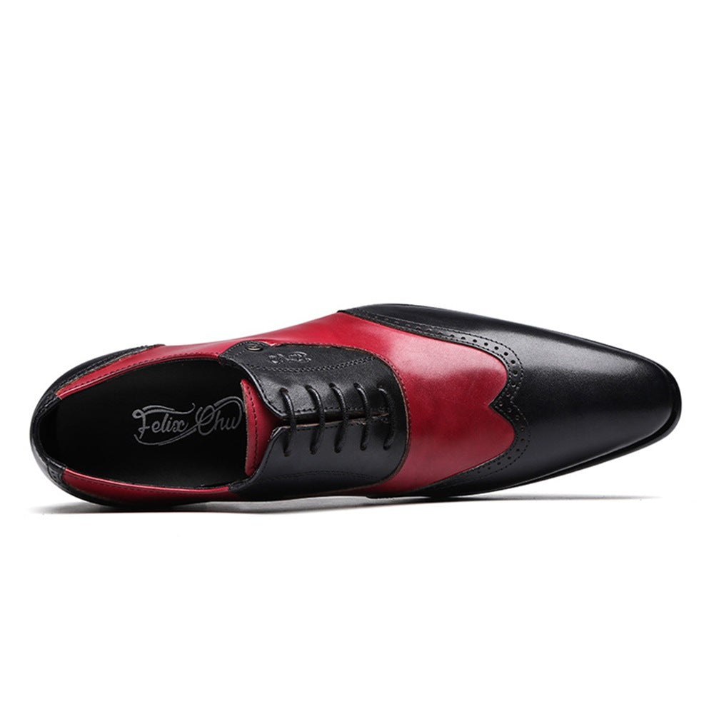 Fiamma - Men's Red & Black Two-Tone Leather Wingtip Oxford Dress Shoes - view 6 — view 6 of 9