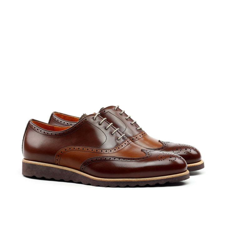 Unique Handcrafted Chestnut Brown Wingtip Oxford w/ Full Brogue by Le Ruux - Ashour Shoes