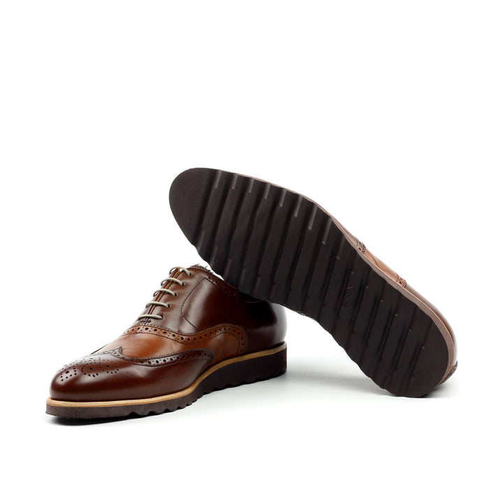 Unique Handcrafted Chestnut Brown Wingtip Oxford w/ Full Brogue by Le Ruux - Ashour Shoes