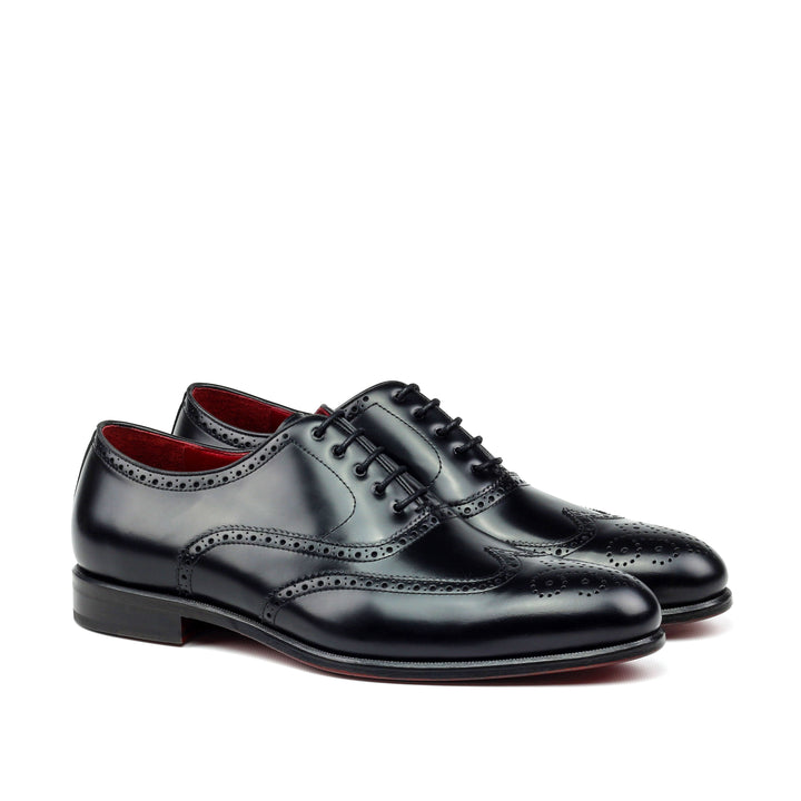 Unique Handcrafted Black Wingtip Oxford w/ Full Brogue by Le Ruux - Ashour Shoes