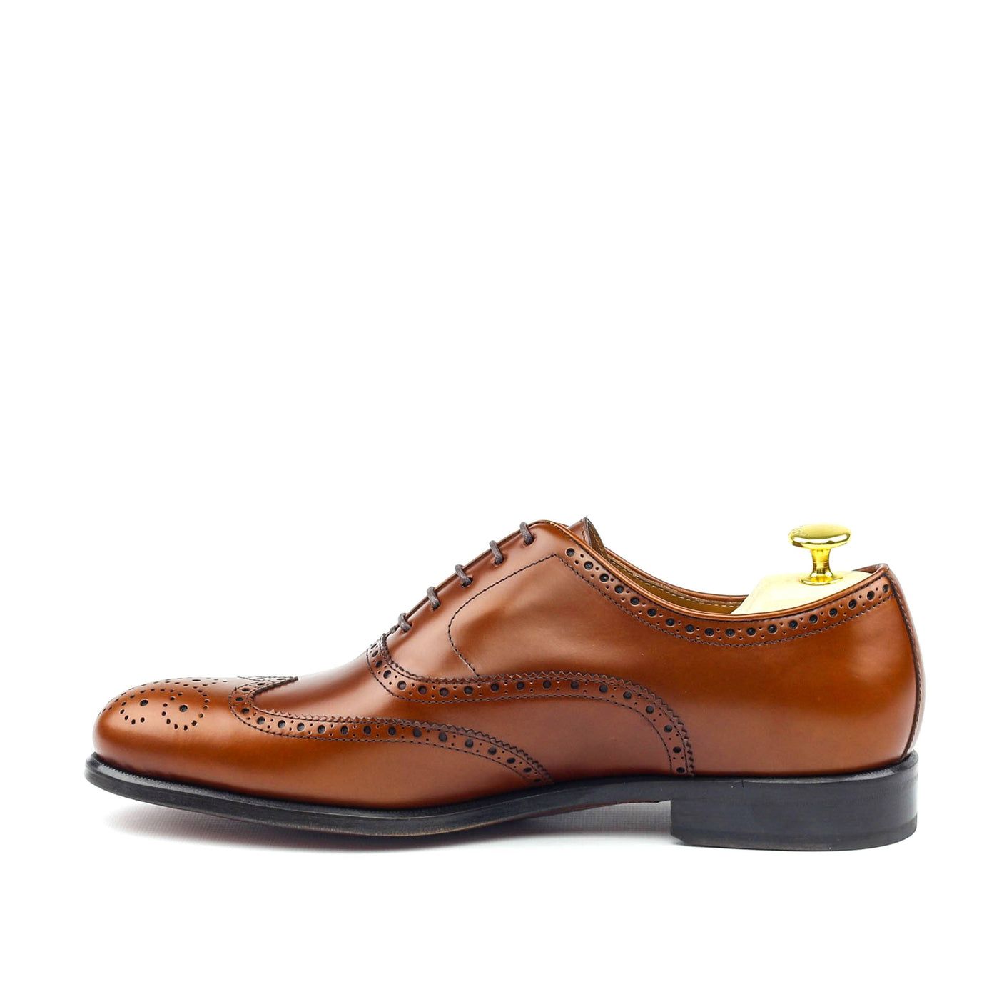 ALAN - Cognac Brown leather Wingtip Brogue Oxford shoes - Ashour Shoes