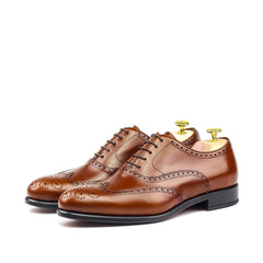 ALAN - Cognac Brown leather Wingtip Brogue Oxford shoes - Ashour Shoes