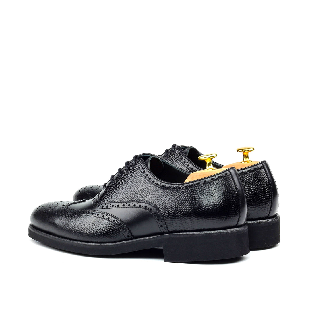 Unique Handcrafted Classic Black Box Calf Wingtip Oxford w/ Full Brogue by Le Ruux - Ashour Shoes