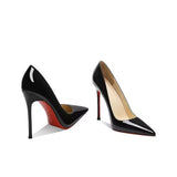 The POX - Leather High Heel Red Bottoms Stiletto Pumps Women's 8-12CM - Ashour Shoes