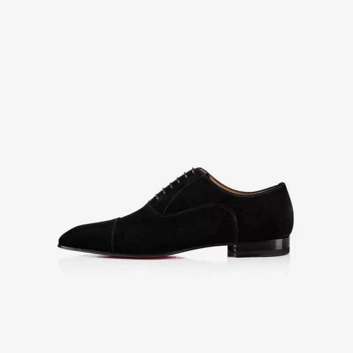 The Rossi 3 - Red Bottom sole Classic Suede Leather Black Oxfords Shoes