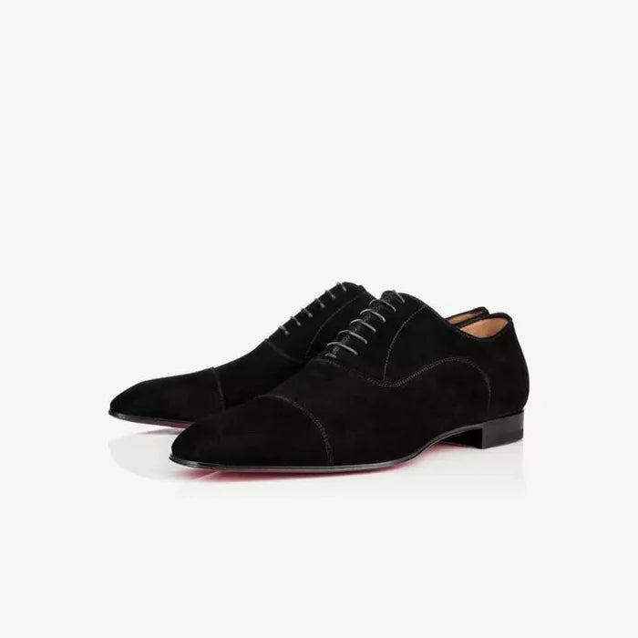 The Rossi 3 - Red Bottom sole Classic Suede Leather Black Oxfords Shoes